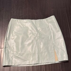 Fashion Nova Embossed Mini Skirt in Light Blue/Green